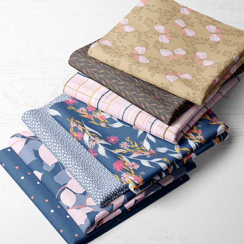 Fabric Stack - Summer Memories collection in blues, pinks and browns