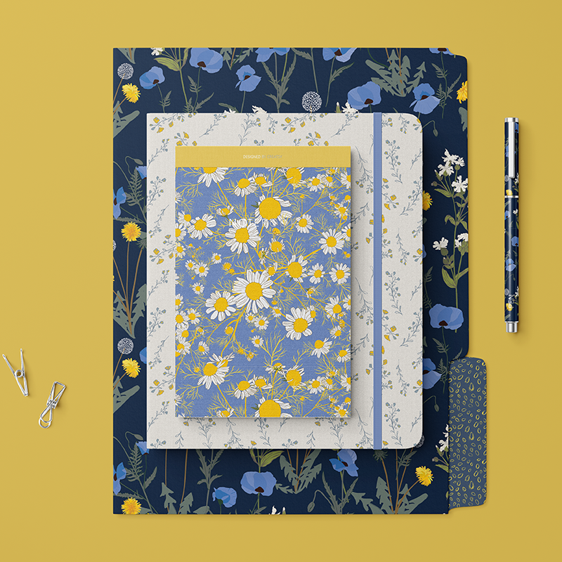 Stationery - Weeds collection in blues and yellows