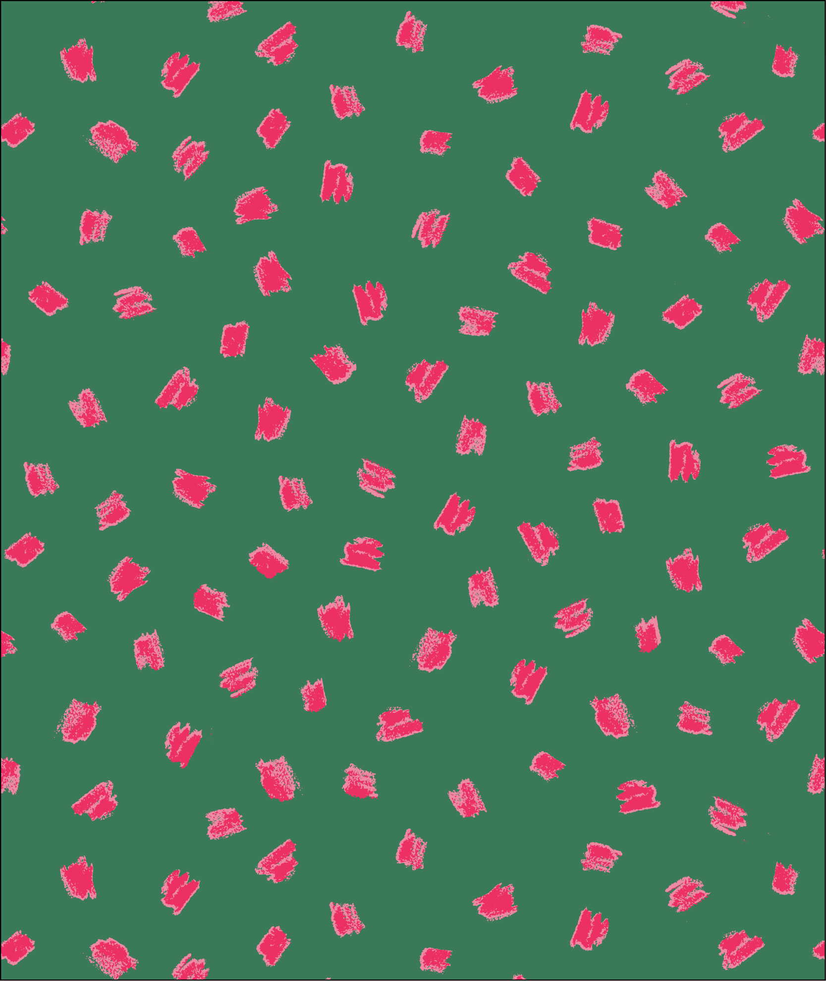 Country Walks- Specks in pinks on green background