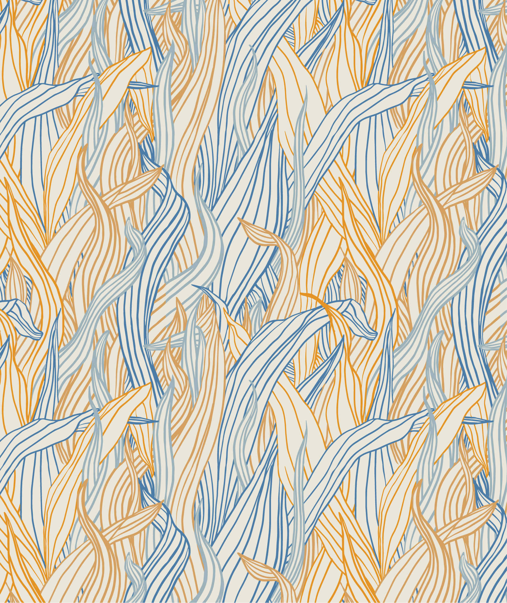 Tall grass in orange and teal, from Magical Weeds collection