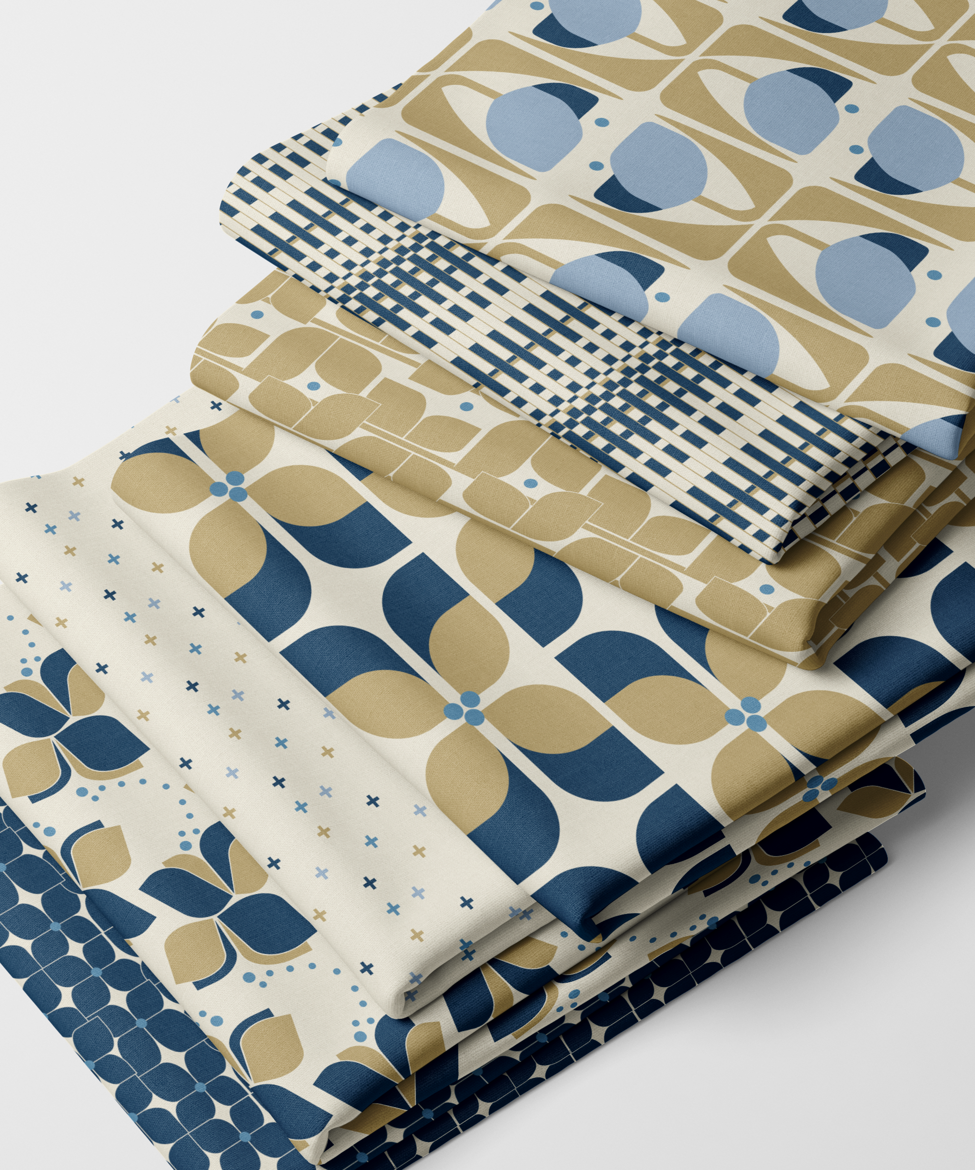 Mod Bloom fabric stack navy brown