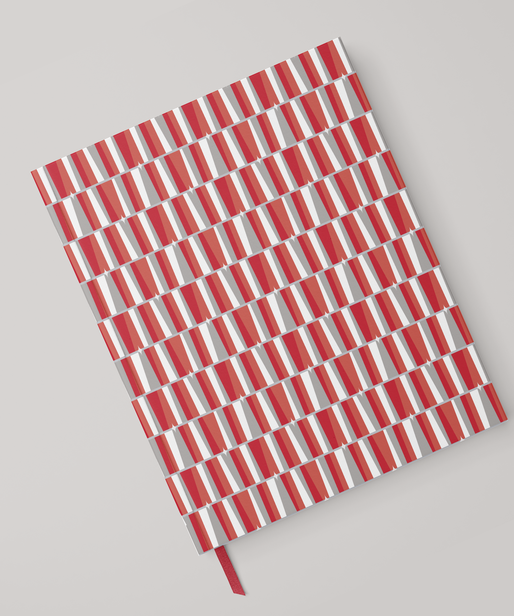 Geometric rectangles and stars notebook red and grey